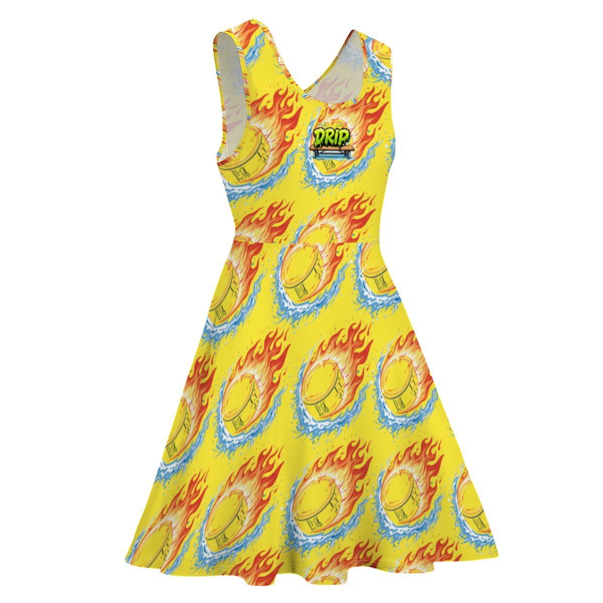 Women's Game Day Dress - Flamin Hockey Pucks Yellow