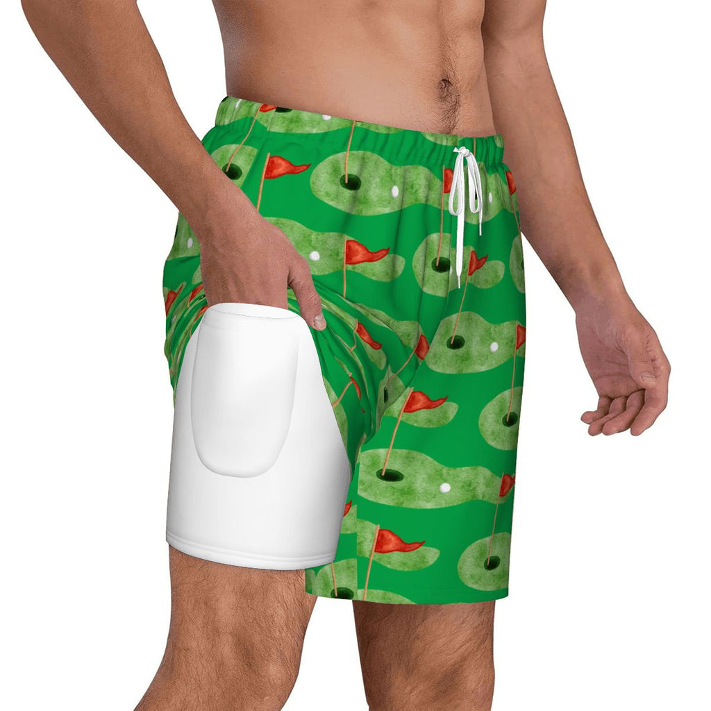 W2W Pro Mesh Hybrid Shorts - Green Hole Sketch Classic Green