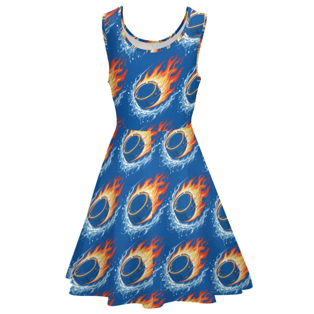 Women's Game Day Dress - Flamin Hockey Pucks Dark Blue