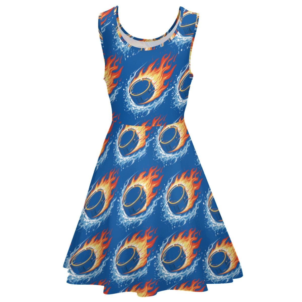 Women's Game Day Dress - Flamin Hockey Pucks Dark Blue
