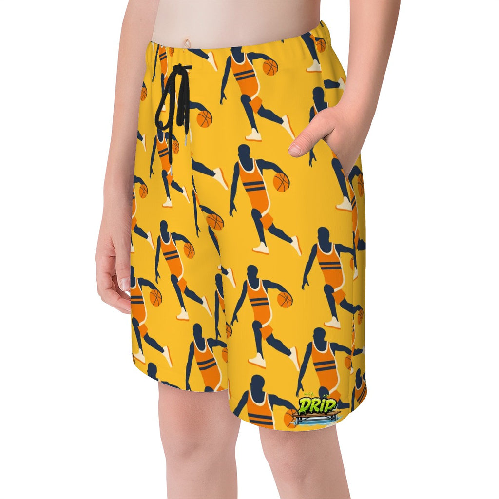 Youth Swim Shorts - Basketball Dribble Gold