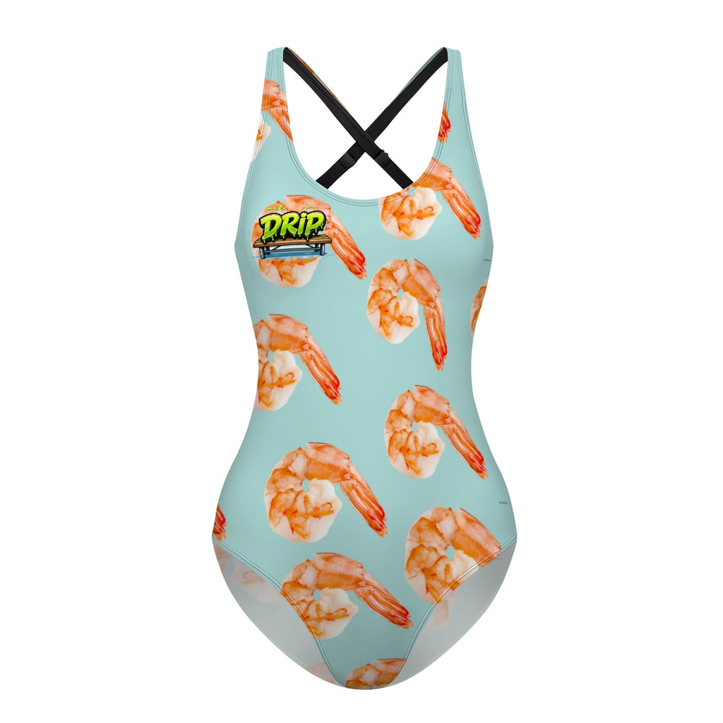 Cross-Back One Piece Swimsuit Women - Shrimp Cocktail