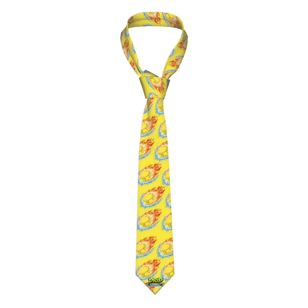 Game Day Tie - Flamin Hockey Pucks Yellow