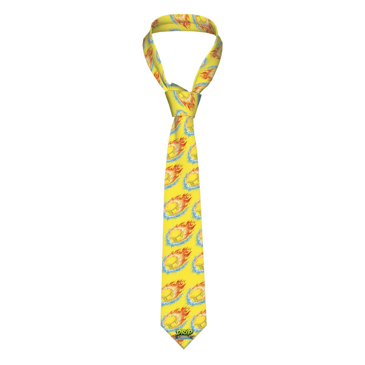 Game Day Tie - Flamin Hockey Pucks Yellow