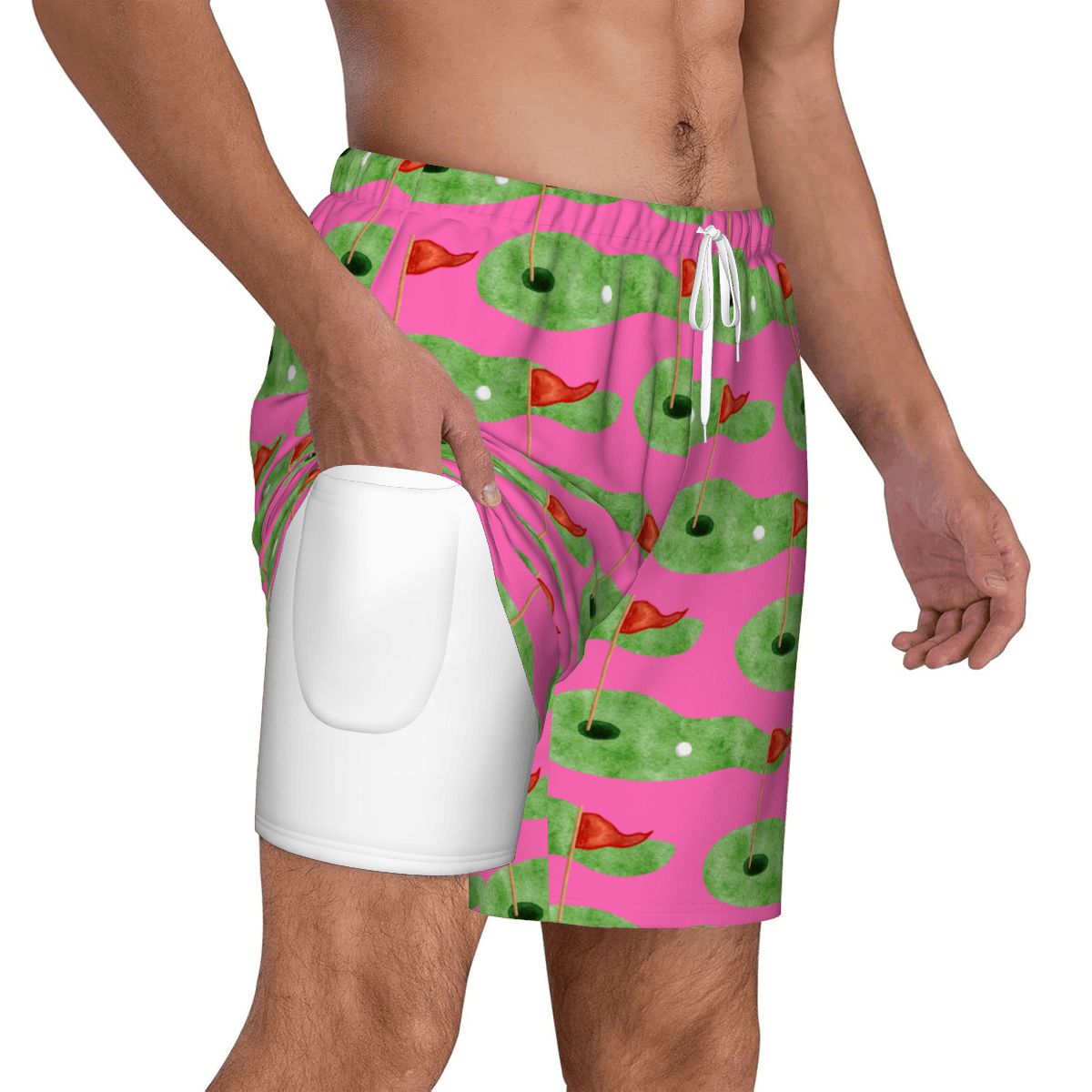 W2W Pro Mesh Hybrid Shorts - Green Hole Sketch Hot Pink