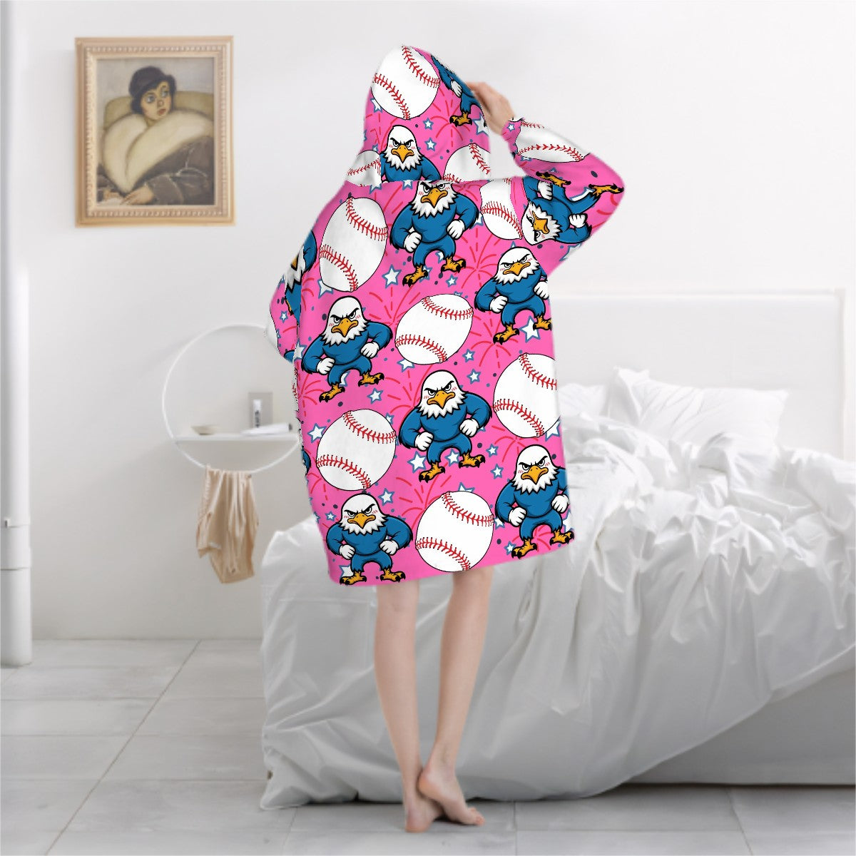 Adult Blanket Sweatshirt - Stars and Strikes Hot Pink