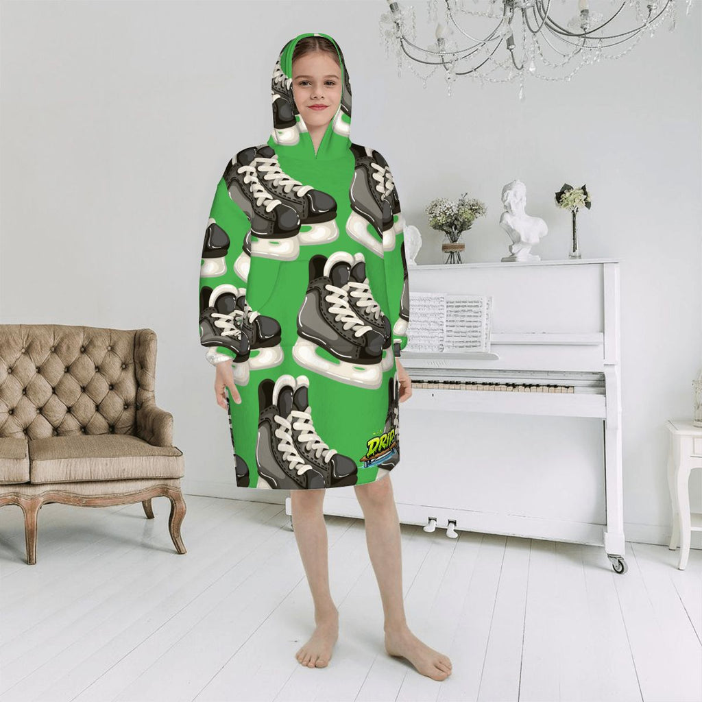 Youth Blanket Sweatshirt - Hockey Skates Classic Green