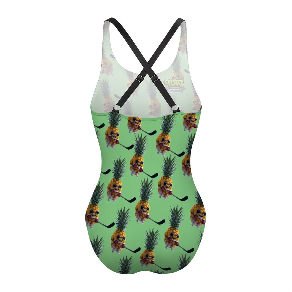 Cross-Back One Piece Swimsuit Women - Piney Snipes Jungle Green