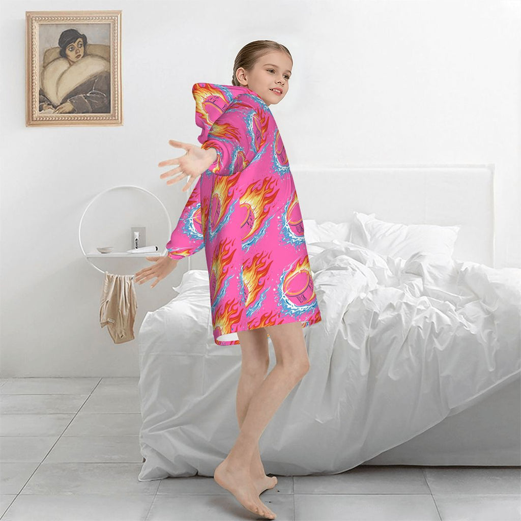 Youth Blanket Sweatshirt - Flamin Hockey Pucks Hot Pink