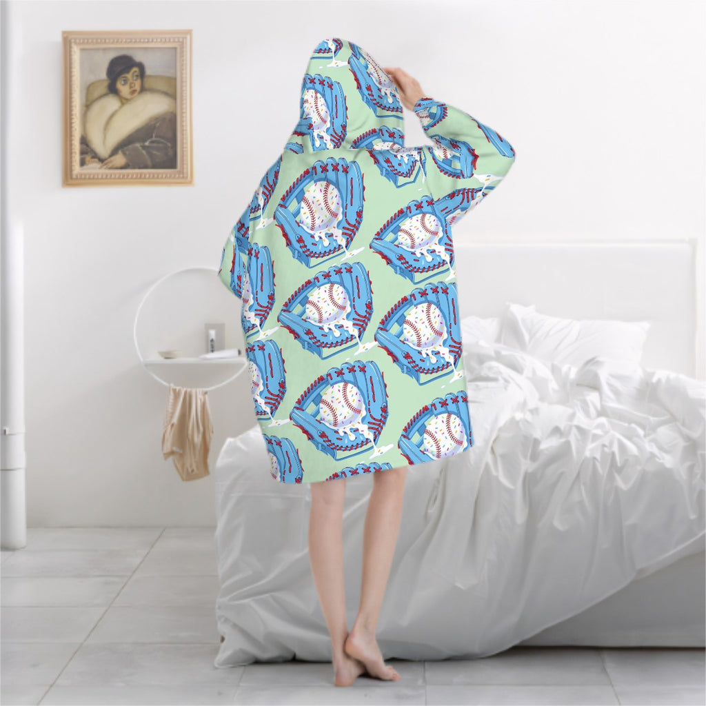 Adult Blanket Sweatshirt - Baseball Sprinkles Ice Cream Drip Pastel Green