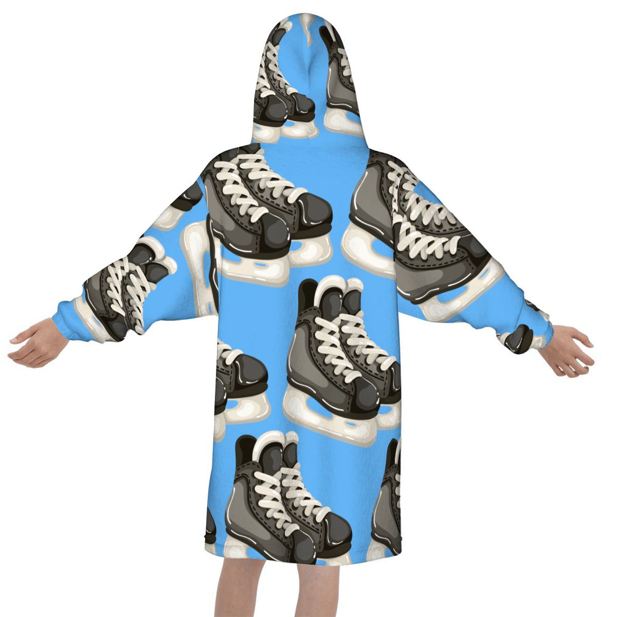 Youth Blanket Sweatshirt - Hockey Skates Blue