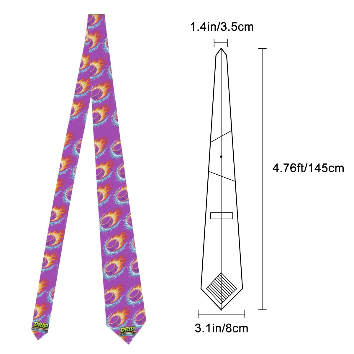 Game Day Tie - Flamin Hockey Pucks Purple