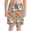 Youth Swim Shorts - Baseball and Hotdogs Grey
