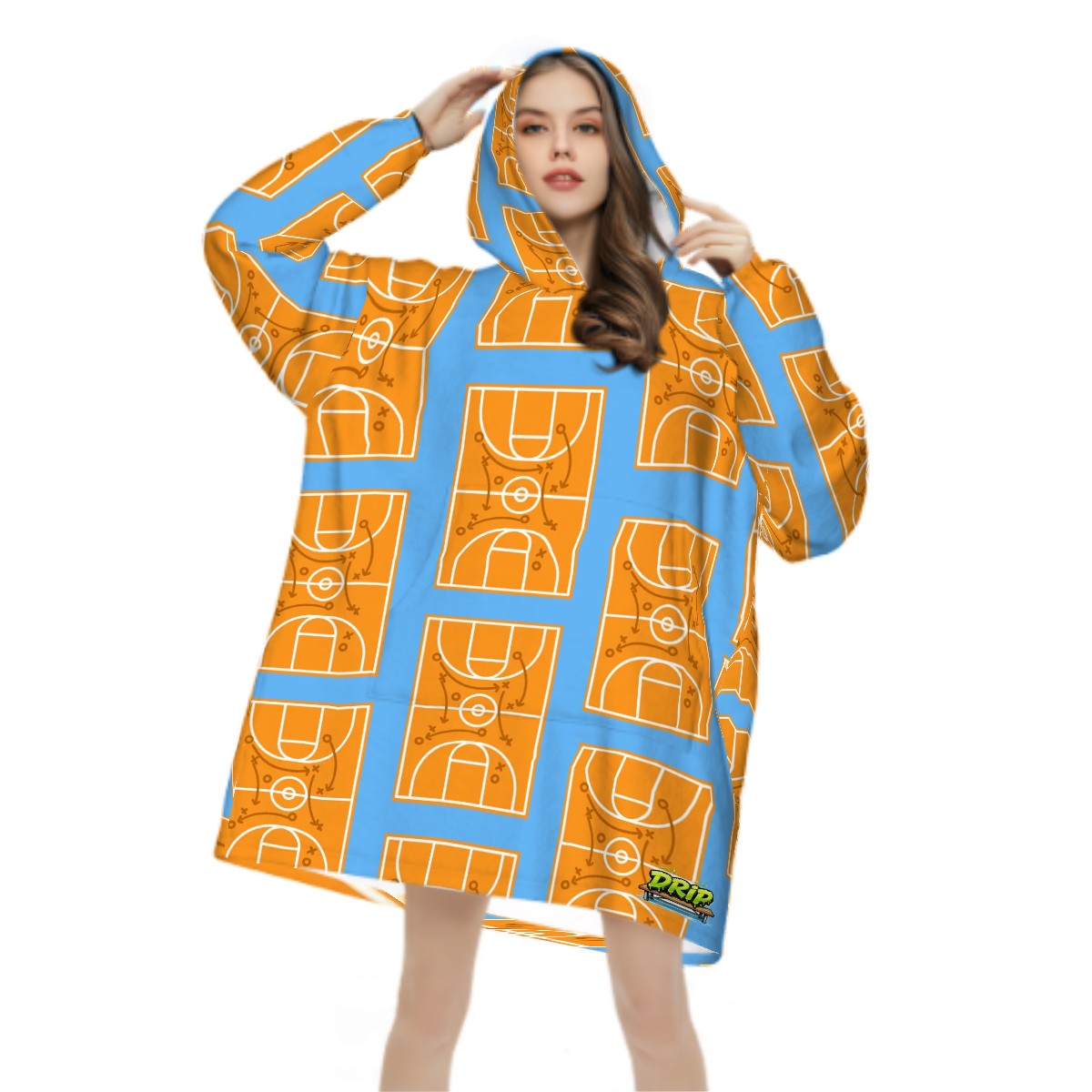 Adult Blanket Sweatshirt - Basketball Court Blue