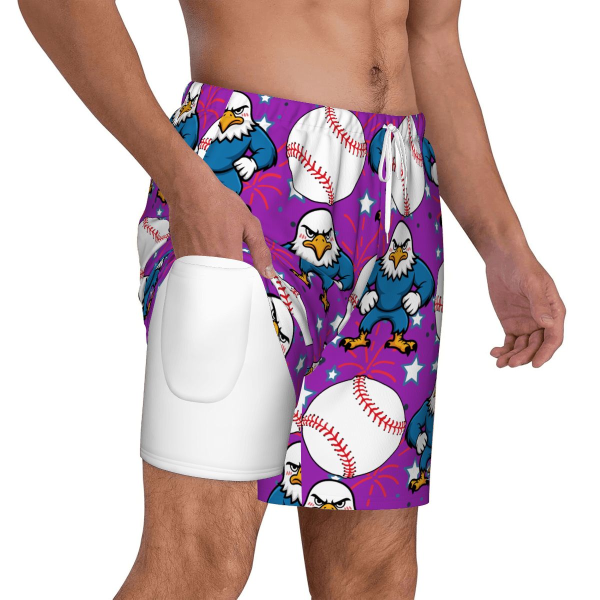 W2W Pro Mesh Hybrid Shorts - Stars and Strikes Purple
