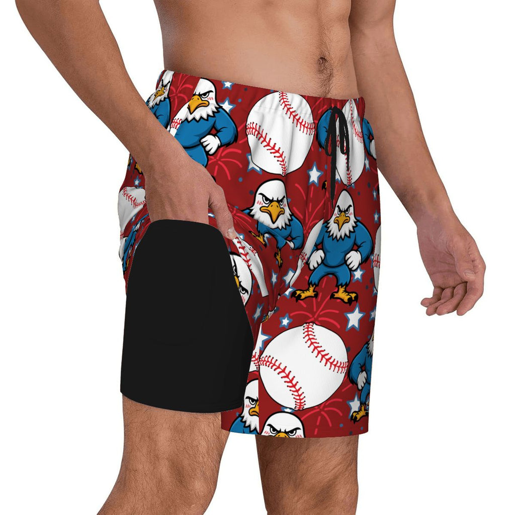 W2W Pro Mesh Hybrid Shorts - Stars and Strikes Classic Red