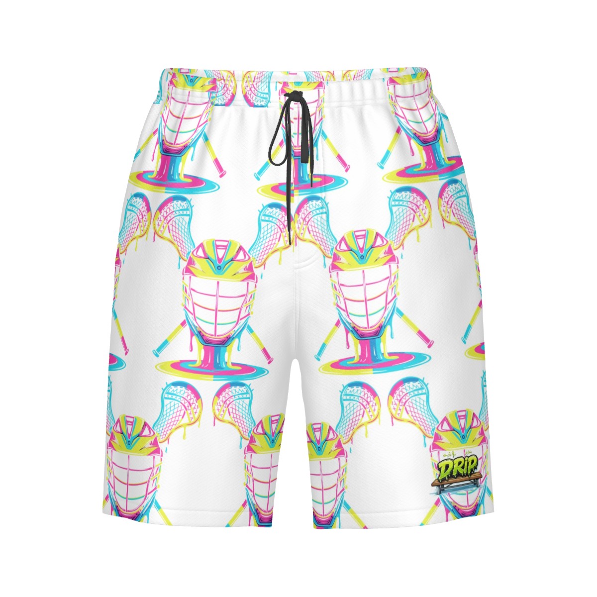 Men/Teen Swim Shorts - Lacrosse Rainbow Drip White