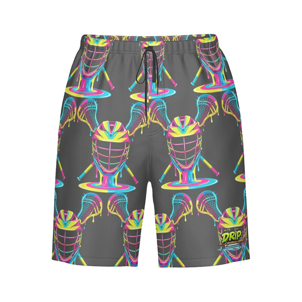 Men/Teen Swim Shorts - Lacrosse Rainbow Drip Charcoal