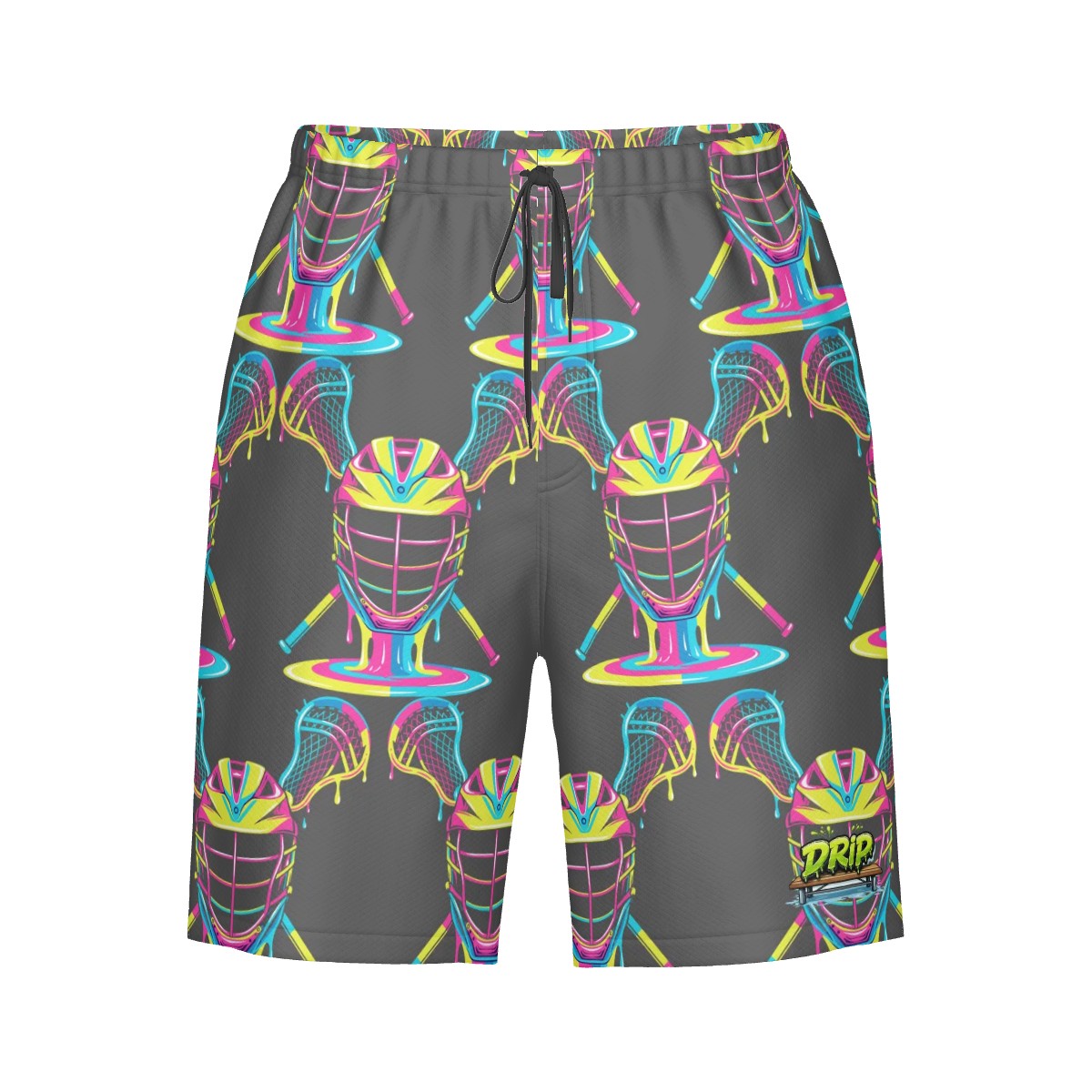 Men/Teen Swim Shorts - Lacrosse Rainbow Drip Charcoal