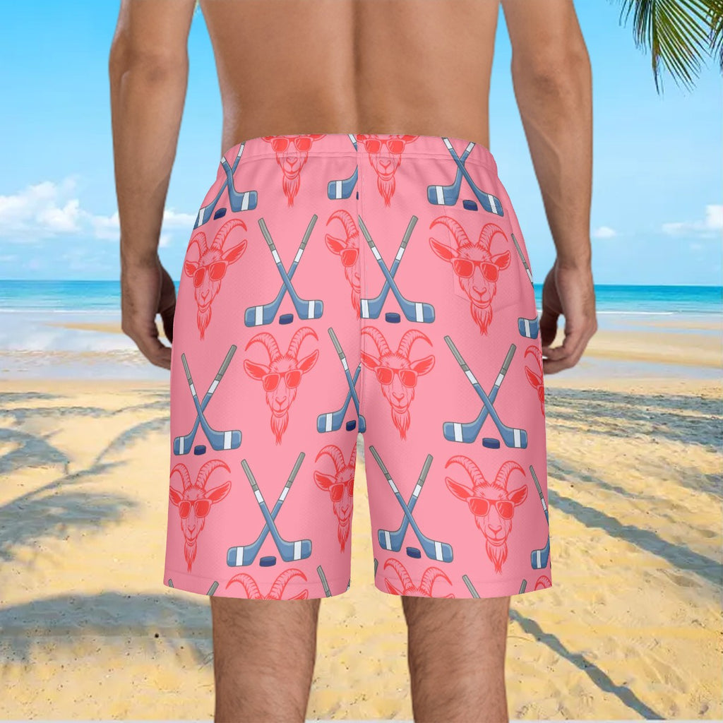 Men/Teen Swim Shorts - Goated Hockey Pink