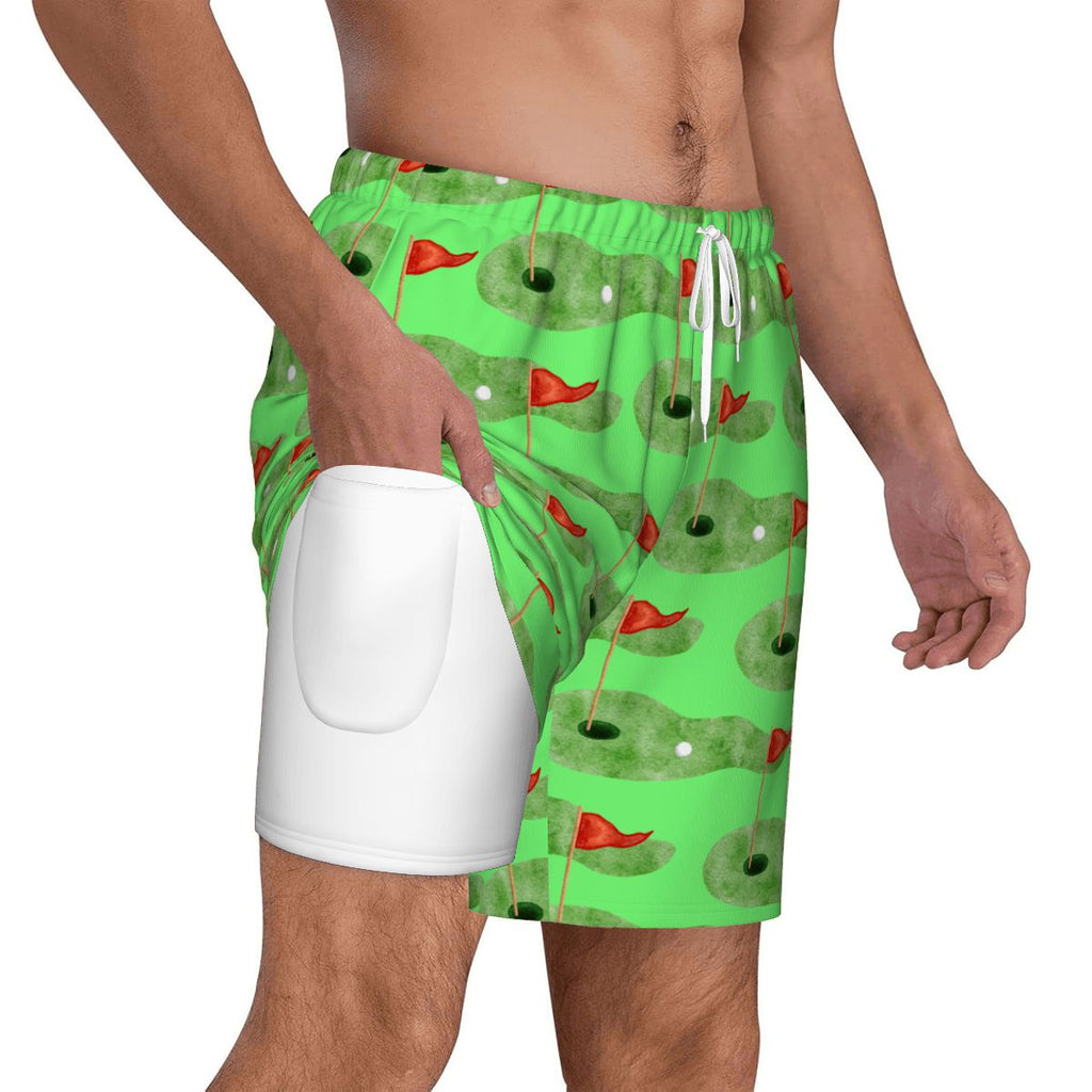W2W Pro Mesh Hybrid Shorts - Green Hole Sketch Hot Green