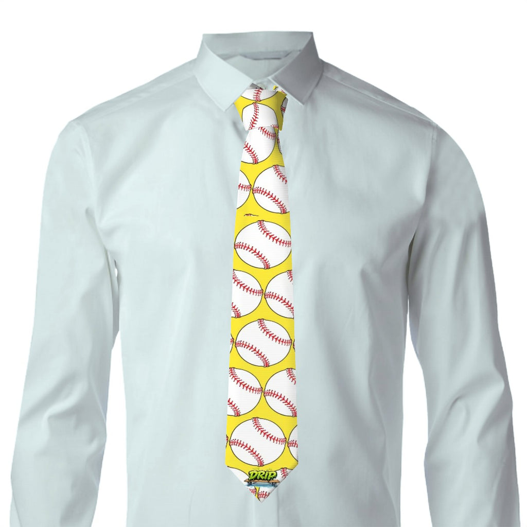 Game Day Tie - Baseballs Classic Yellow