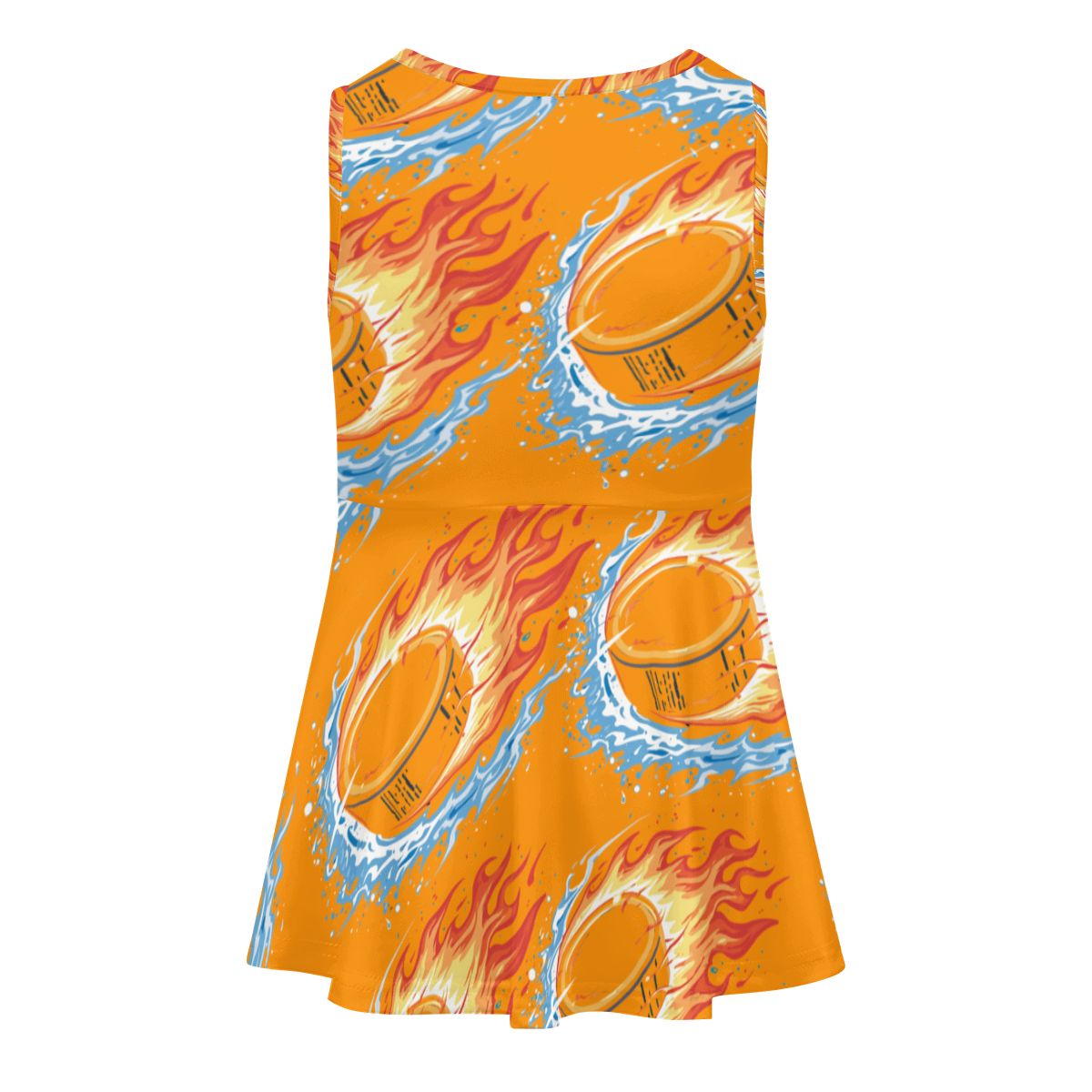 Girl's Game Day Dress - Flamin Hockey Pucks Orange