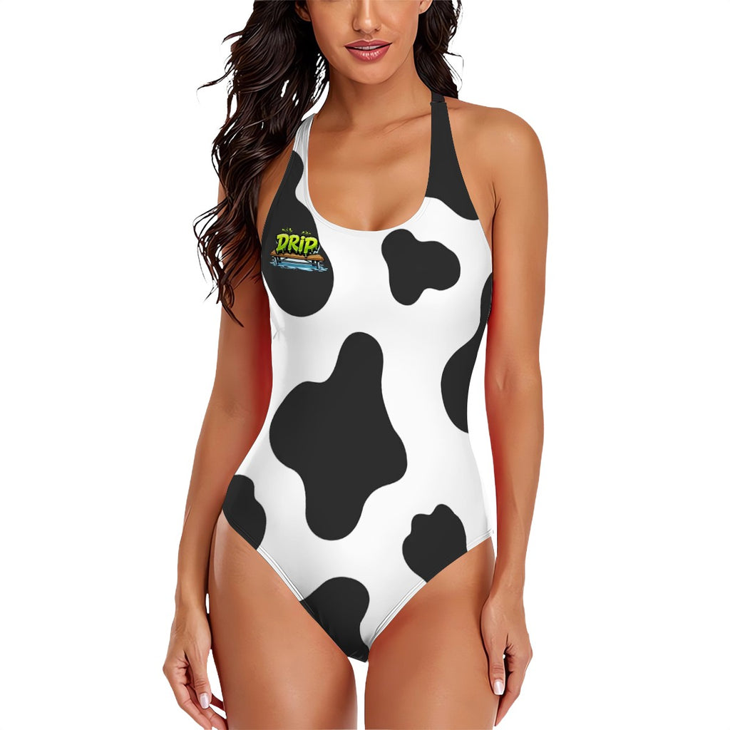 Cross-Back One Piece Swimsuit Women - Cow Tipping Drip