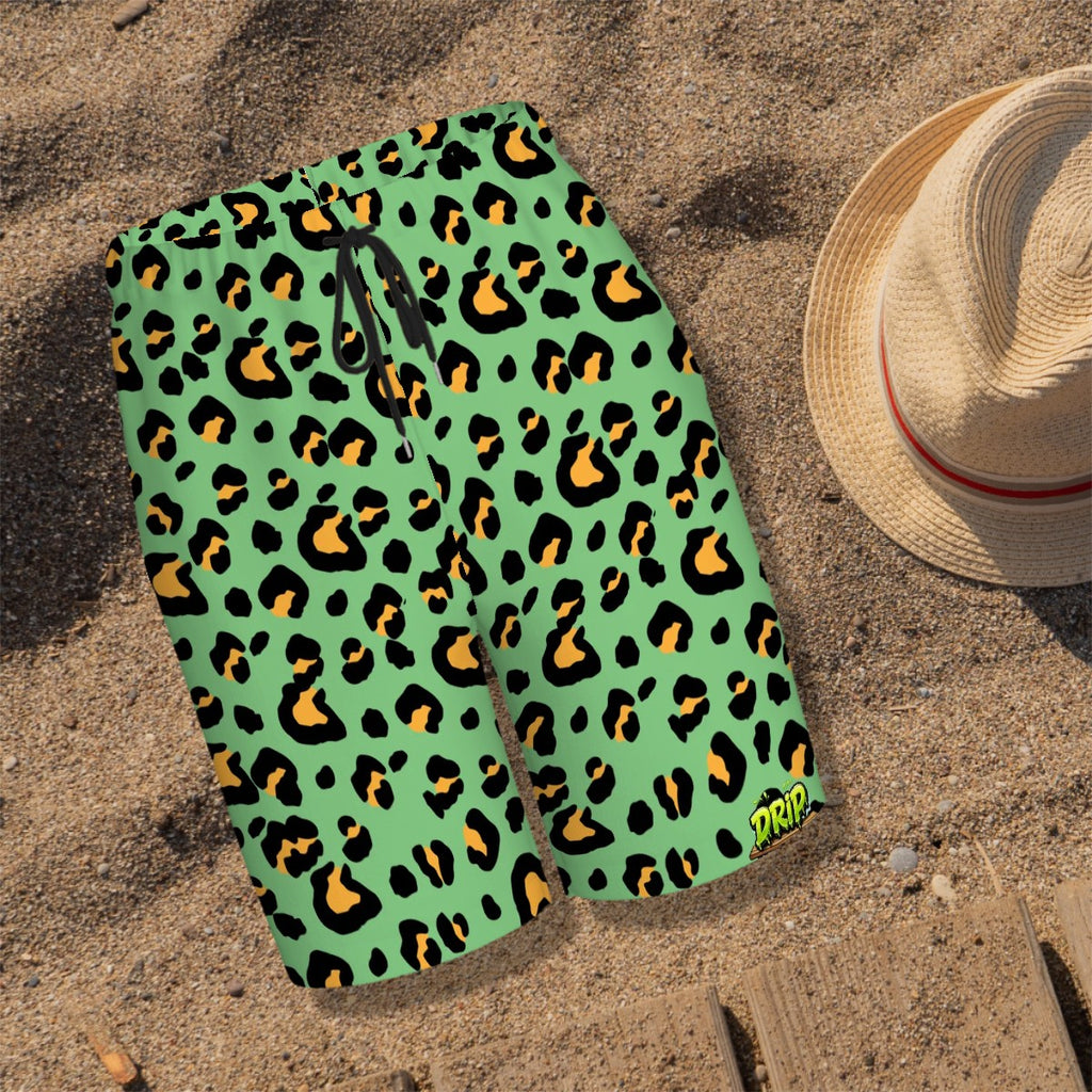 Youth Swim Shorts - Drip Bench Leopard Green