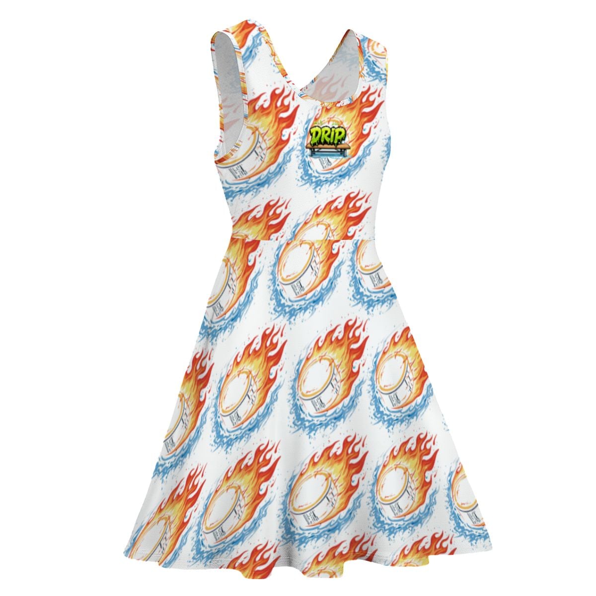 Women's Game Day Dress - Flamin Hockey Pucks White