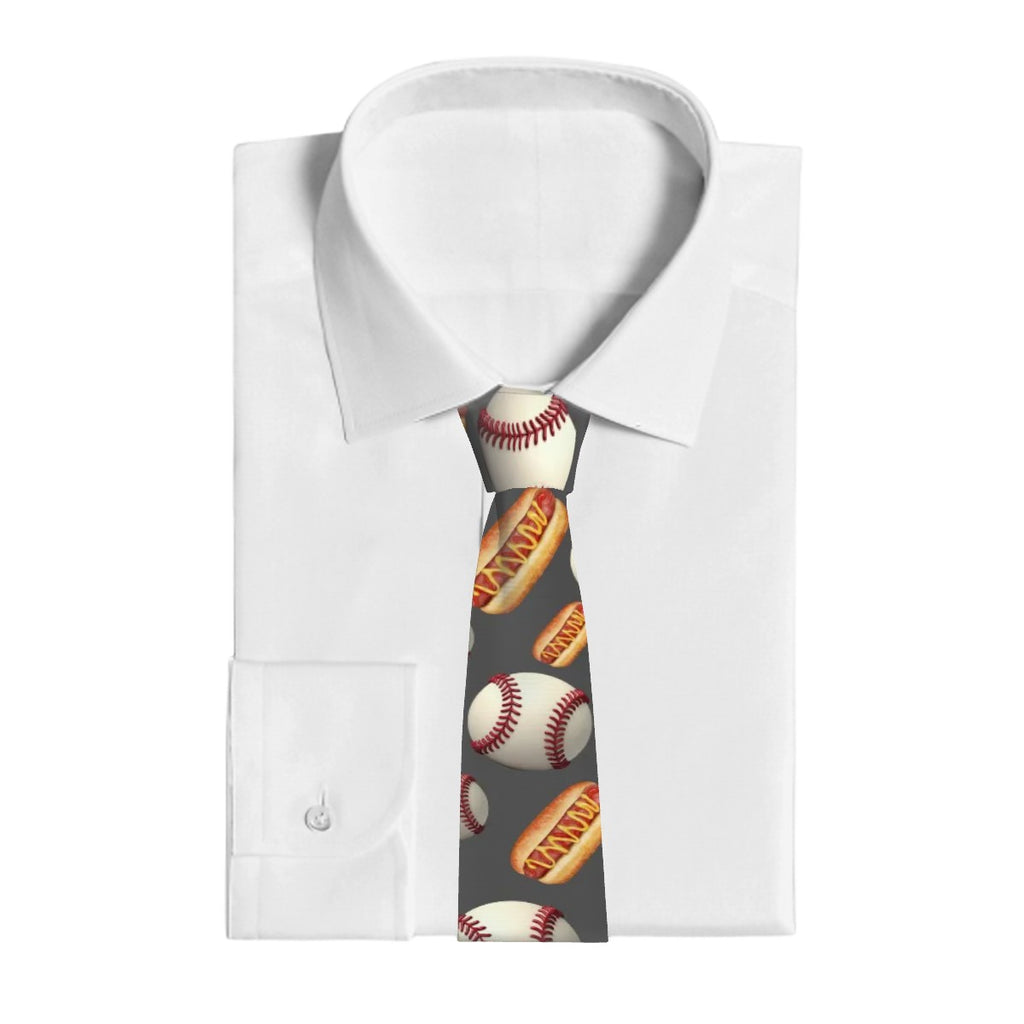 Game Day Tie - Baseballs and Hotdogs Charcoal