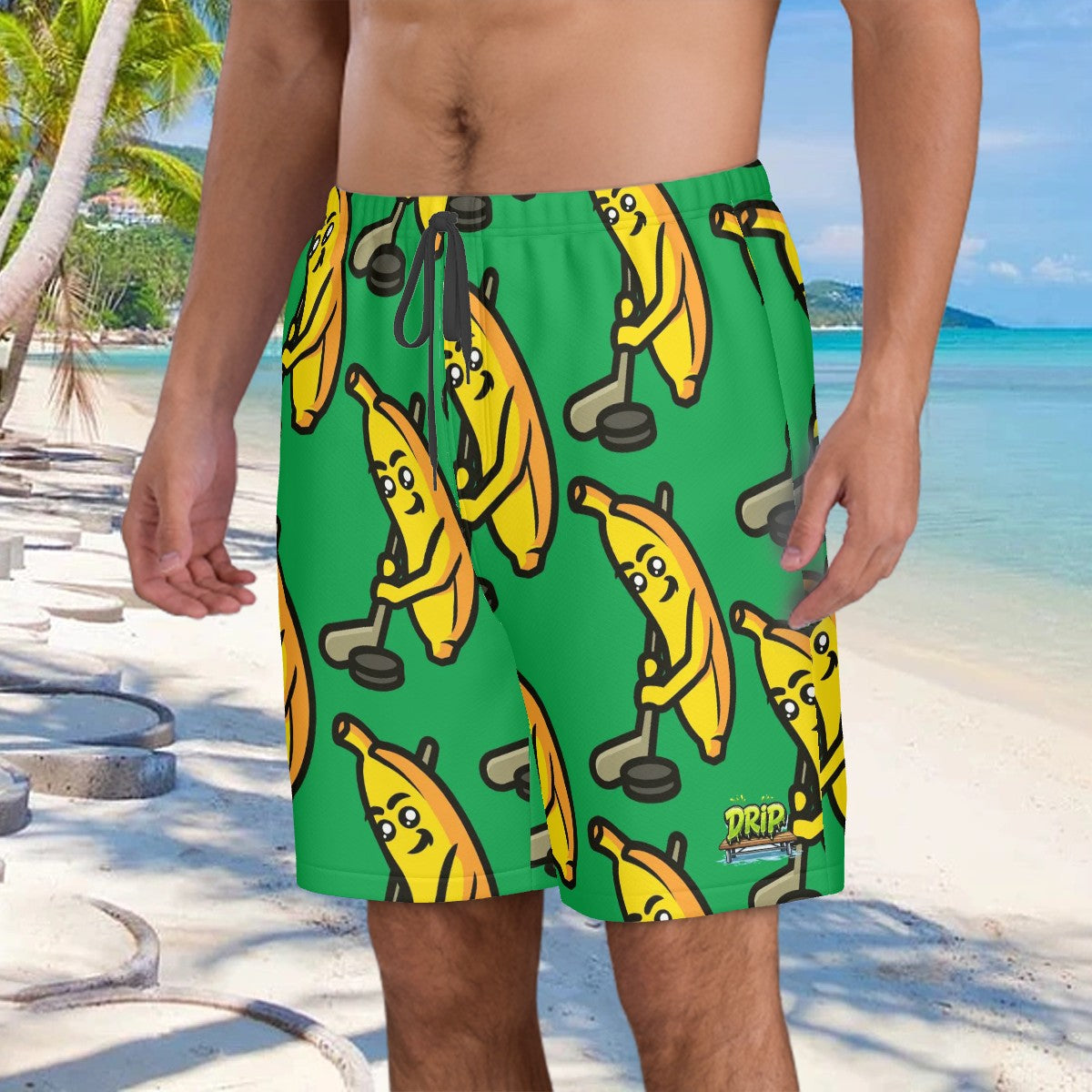 Men/Teen Swim Shorts - Bananas for Hockey Classic Green