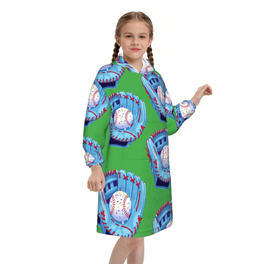 Youth Blanket Sweatshirt - Baseball Sprinkles Drip Turf Green