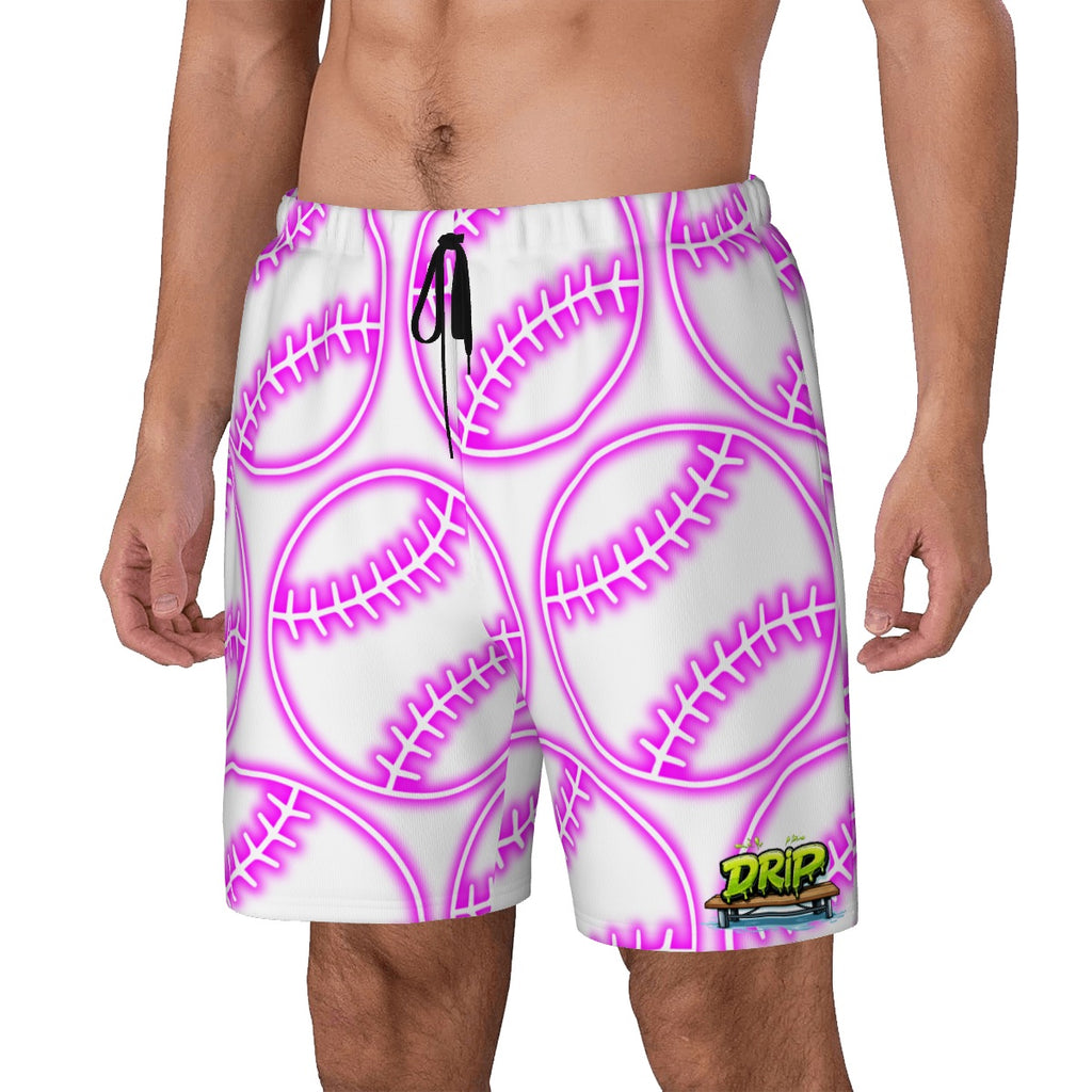 W2W Pro Mesh Hybrid Shorts - Neon Pink Baseballs