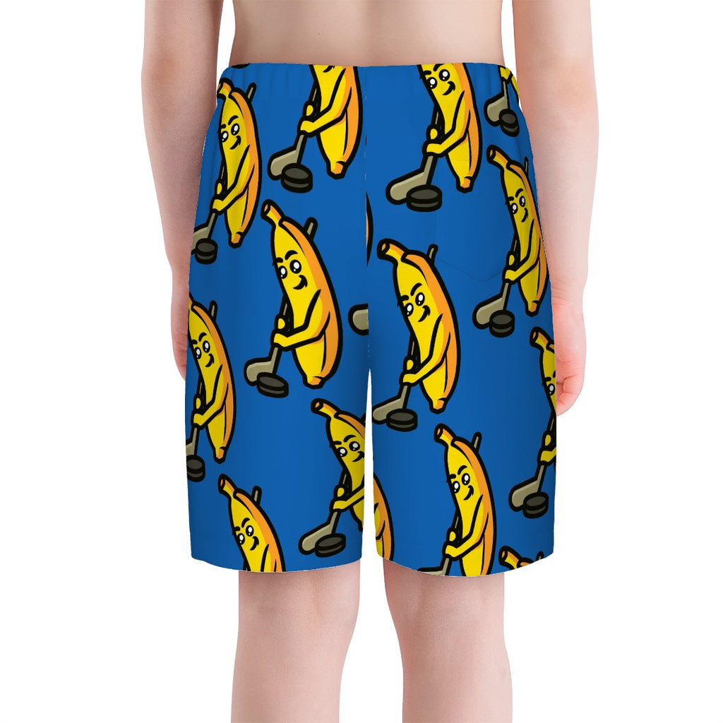 Youth Swim Shorts - Bananas for Hockey Dark Blue