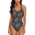 Cross-Back One Piece Swimsuit Women - Grey Hockey Pucks Grey