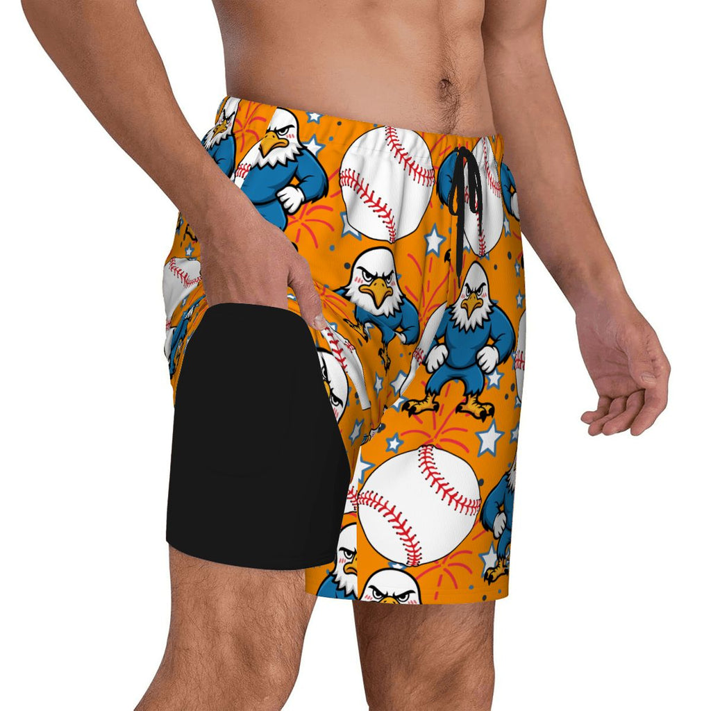 W2W Pro Mesh Hybrid Shorts - Stars and Strikes Orange