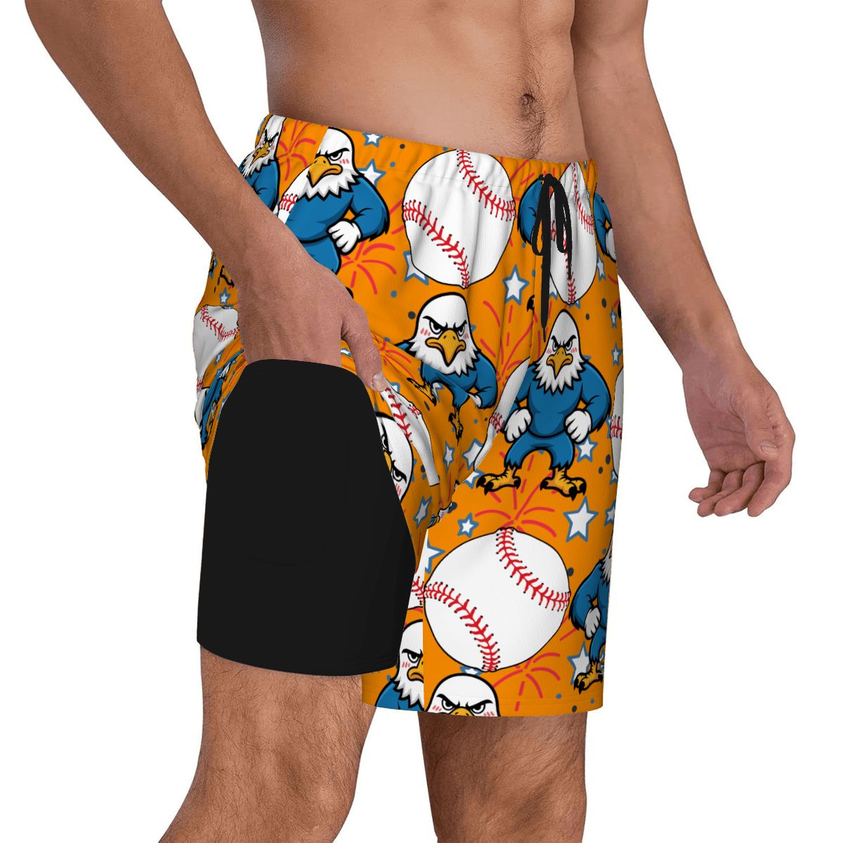 W2W Pro Mesh Hybrid Shorts - Stars and Strikes Orange