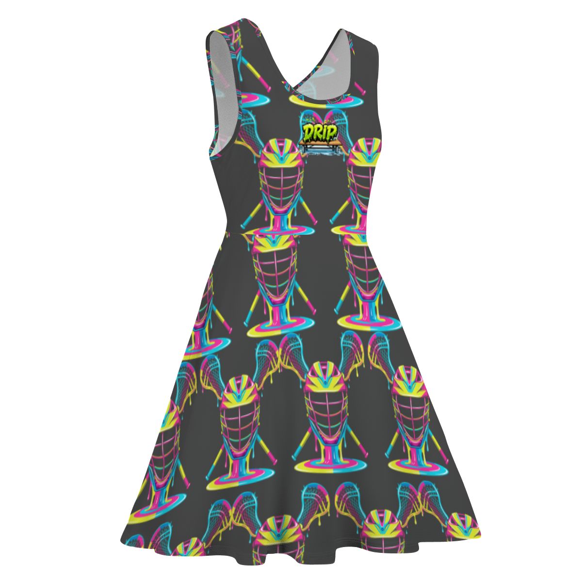 Women's Game Day Dress - Lacrosse Rainbow Drip Charcoal