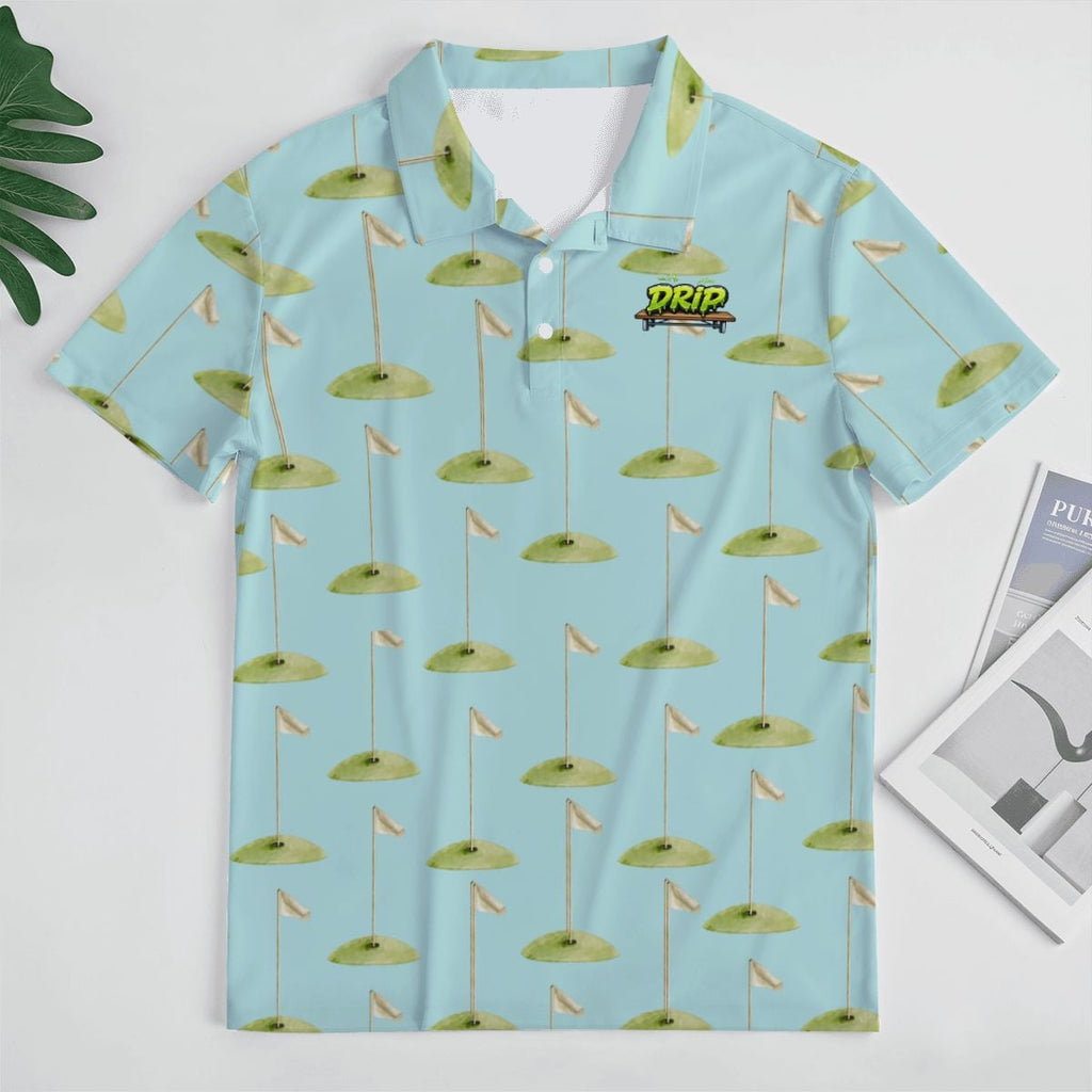 Uncle Golf Shirt - Hole Flag Sketch Blue