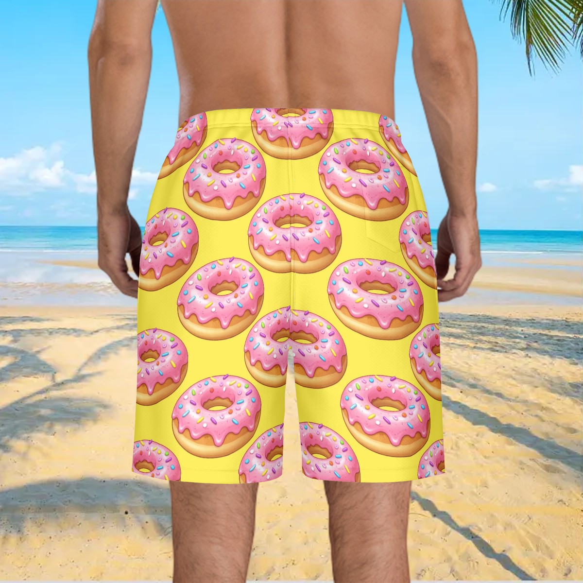 Men/Teen Swim Shorts - Donut Drip Yellow