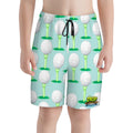 Youth Swim Shorts - Golf Ball and Tee Light Seafoam
