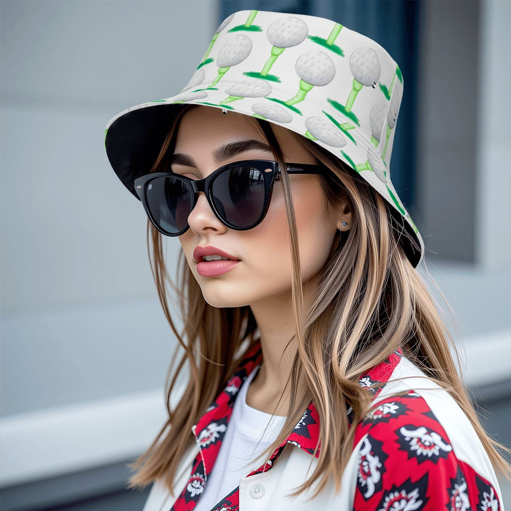 Drip Bucket Hat - Golf Ball and Tee White