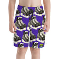 Youth Swim Shorts - Hockey Skates Royal Purple