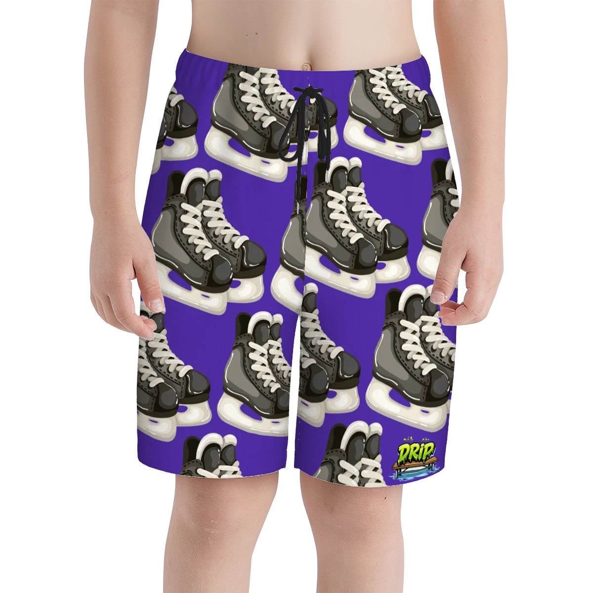Youth Swim Shorts - Hockey Skates Royal Purple