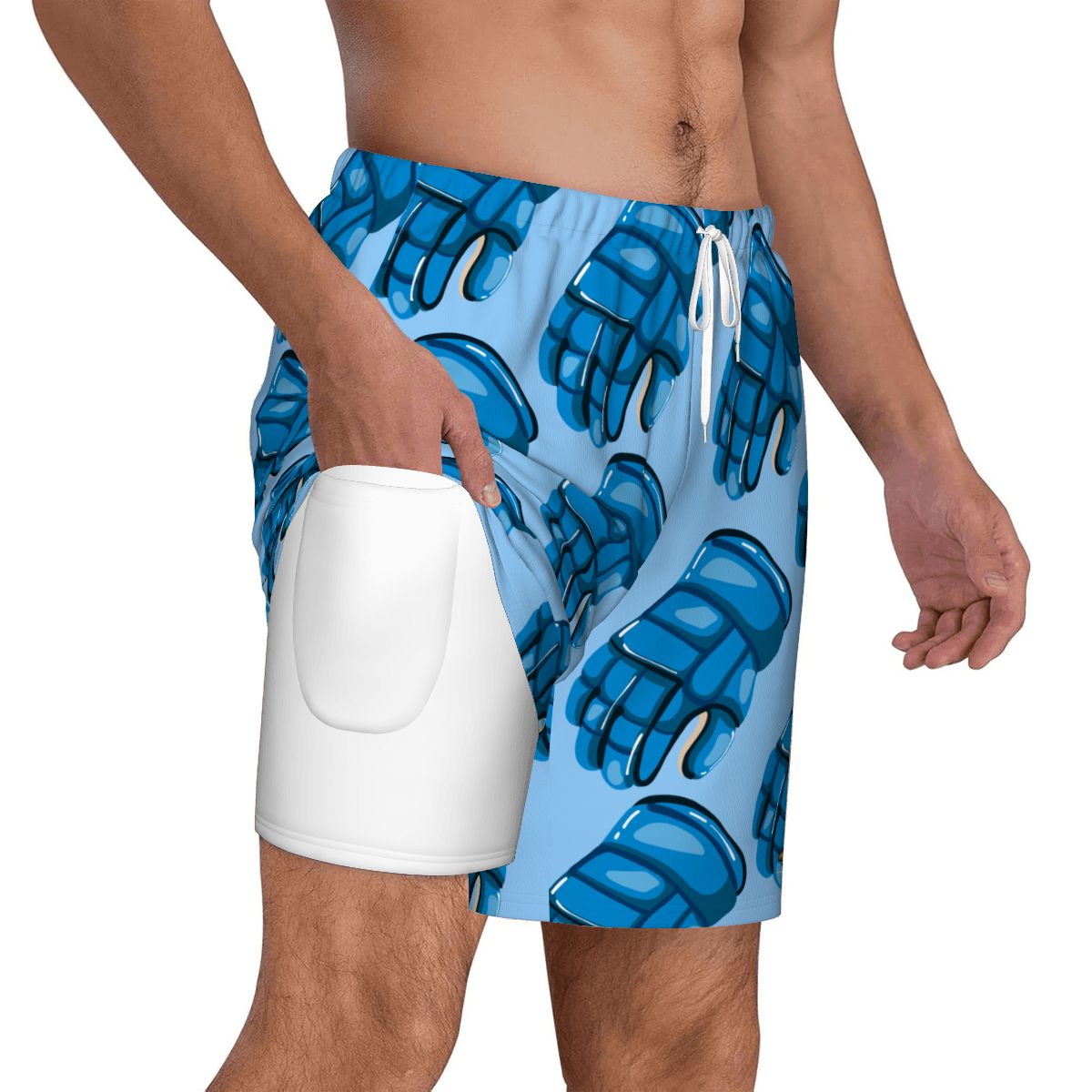 W2W Pro Mesh Hybrid Shorts - Blue Hockey Gloves Ice Blue