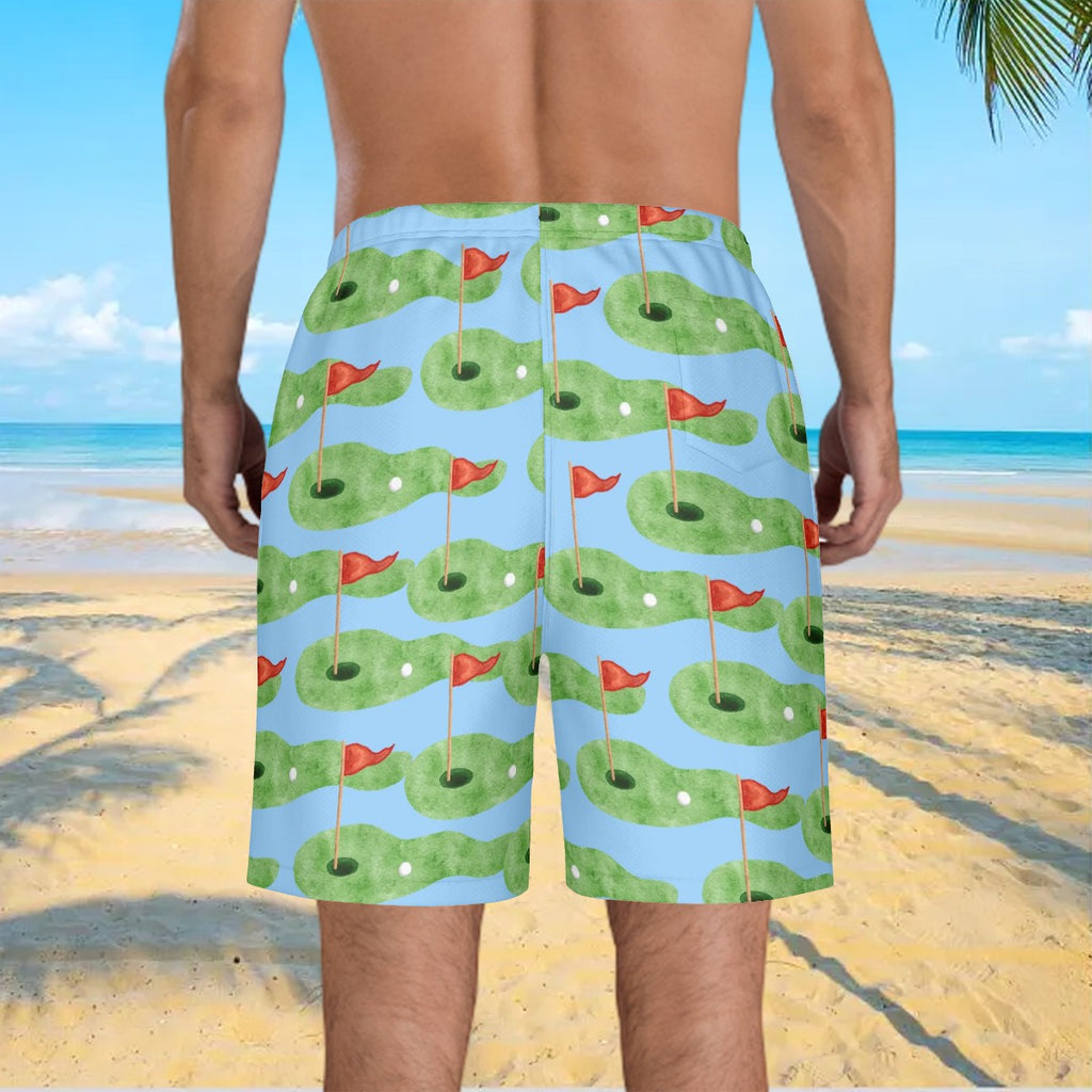 Water to Workout Hybrid Shorts - Golf Hole and Flag Blue