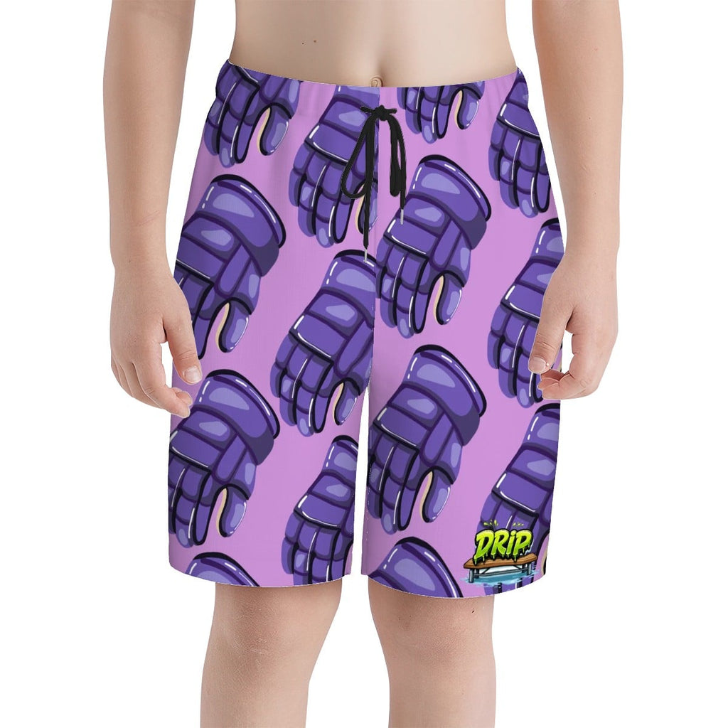 Youth Swim Shorts - Purple Hockey Gloves Light Purple