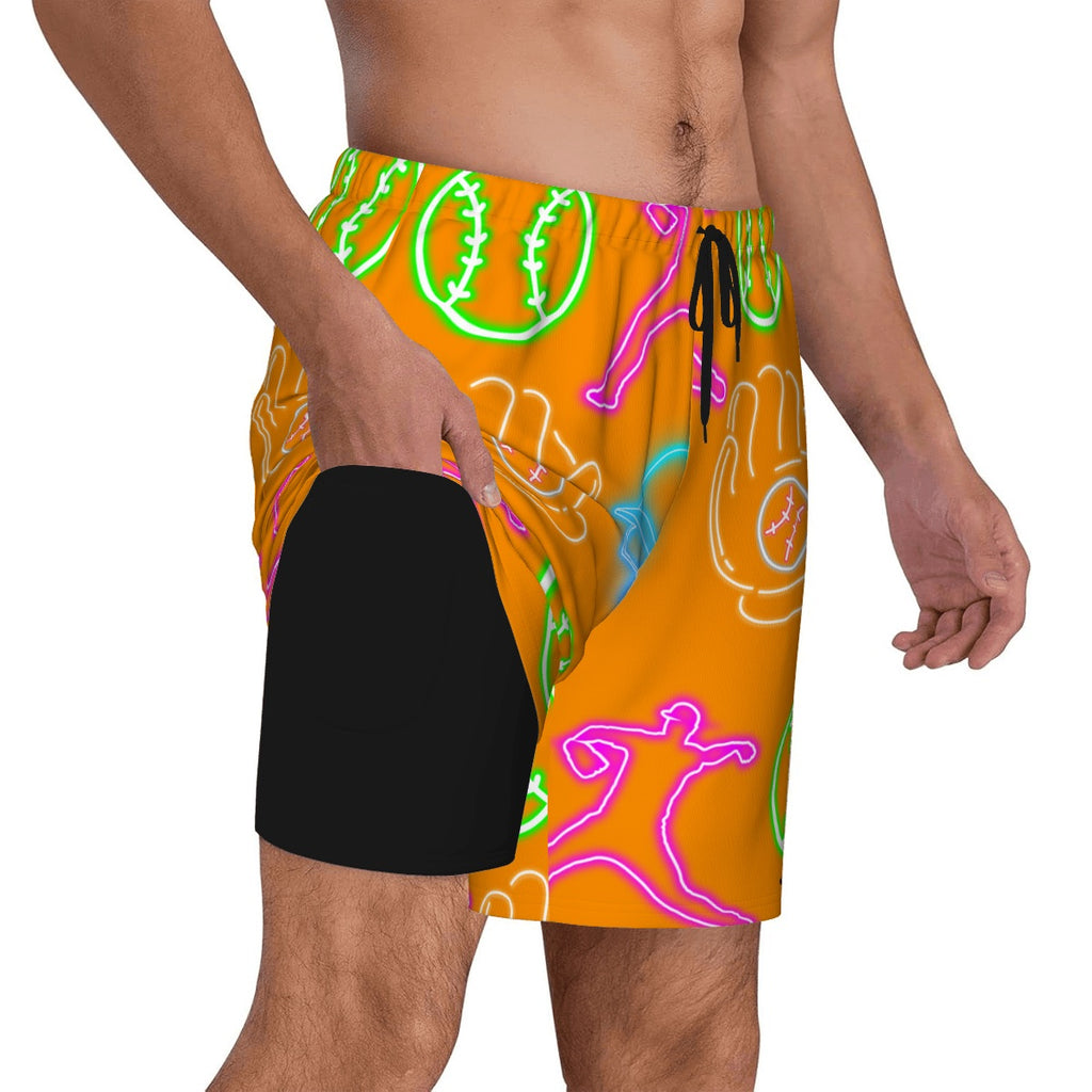 W2W Pro Mesh Hybrid Shorts - Orange Neon Lights
