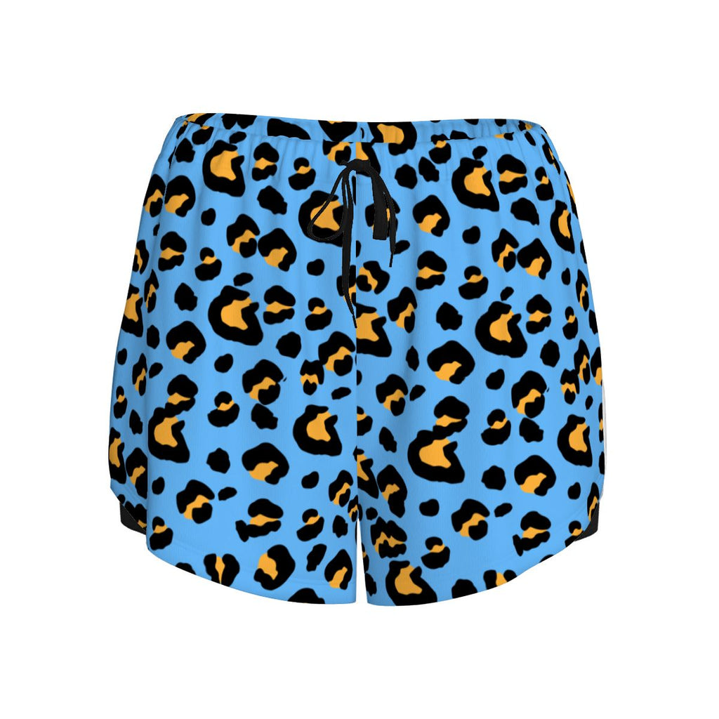 Drip Bench Women's Shorts - Leopard Sky Blue